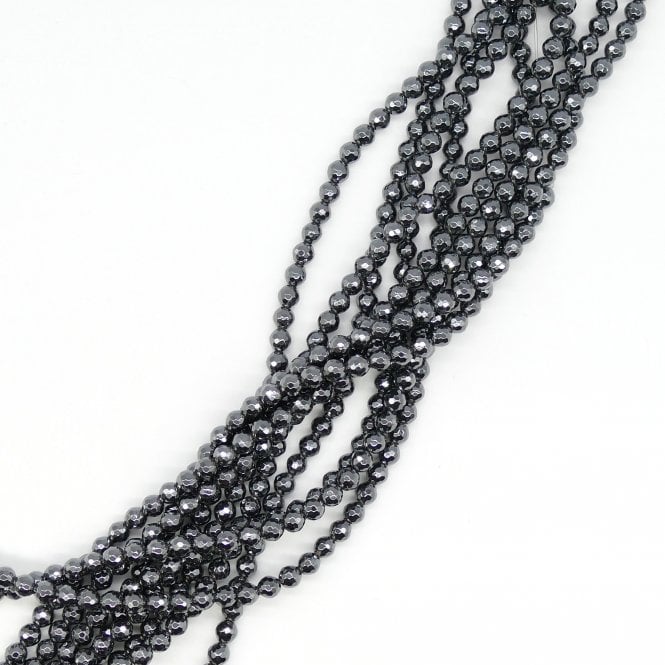 Hematite 6mm Faceted Beads Semi Precious Stones - 38cm String