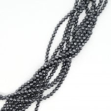 Hematite 6mm Faceted Beads Semi Precious Stones - 38cm String