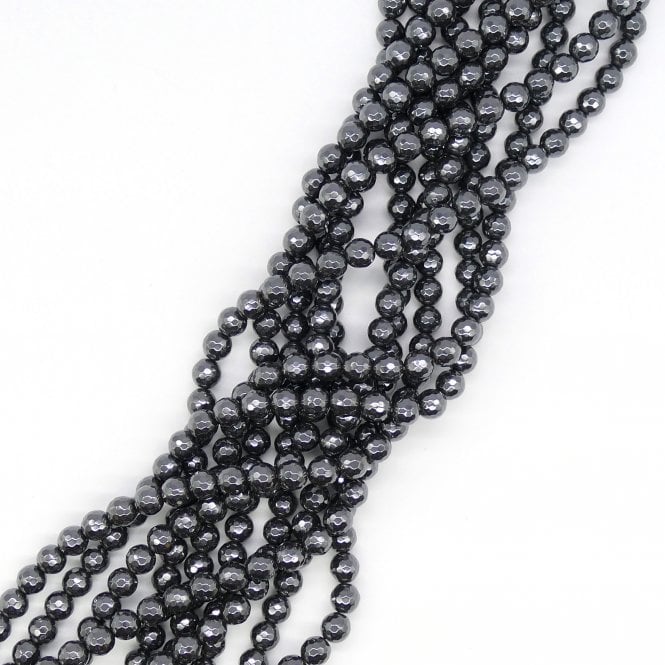 Hematite 8mm Faceted Beads Semi Precious Stones - 38cm String