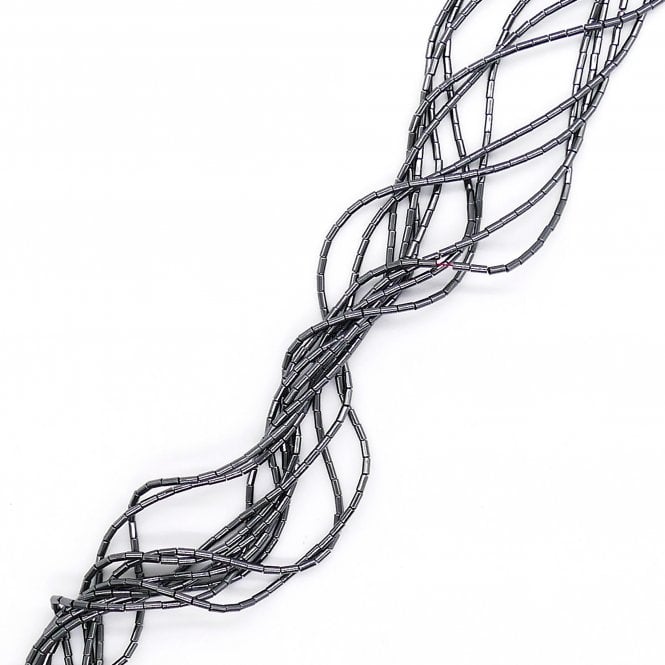 Hematite Black Tube Semi Precious Stones 2x4mm - 38cm String