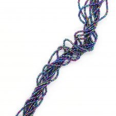 Hematite Faceted Rondelle Semi Precious Stones 2x3mm - Rainbow - 38cm String