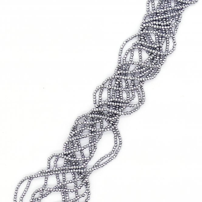 Hematite Faceted Rondelle Semi Precious Stones 2x3mm - Silver - 38cm String