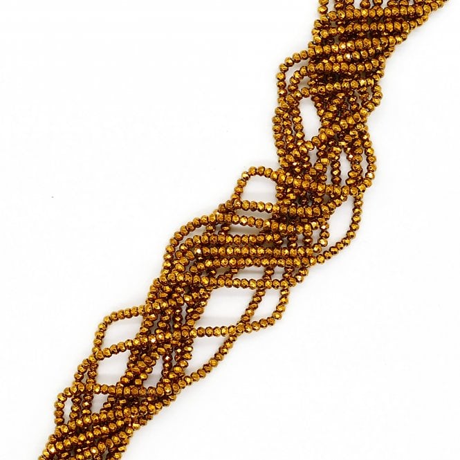 Hematite Faceted Rondelle Semi Precious Stones 3x4mm - Golden - 38cm String