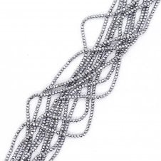 Hematite Faceted Rondelle Semi Precious Stones 3x4mm - Silver - 38cm String