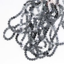 Hematite Flat Heart Semi Precious Stones 6mm - 38cm String