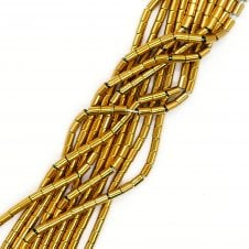 Hematite Golden Tube Semi Precious Stones 6x8mm - 38cm String