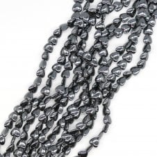 Hematite Puffed Heart Semi Precious Stones 12mm - 38cm String