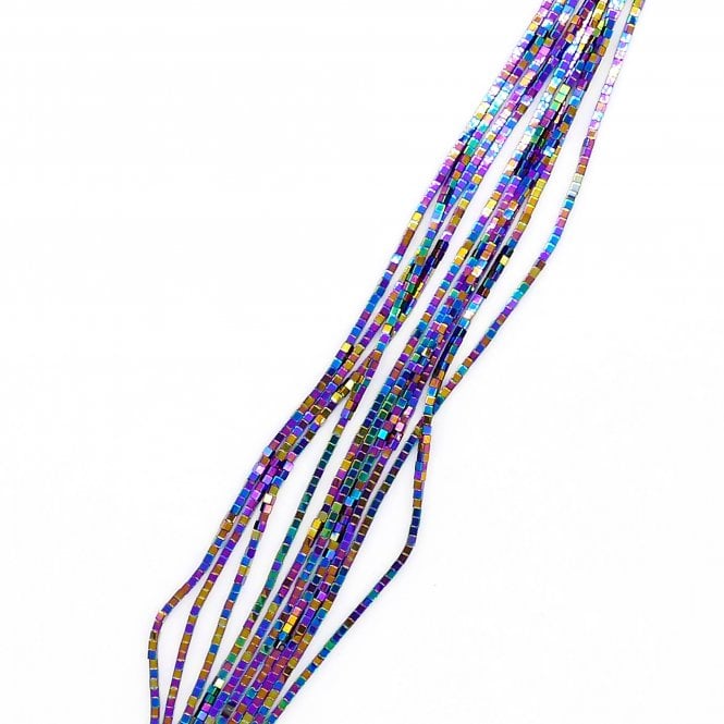 Hematite Rainbow Cubes Semi Precious Stones 2mm - 38cm String
