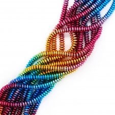 Hematite Rainbow Rondelle Round Semi Precious Stones 8x4mm - 38cm String
