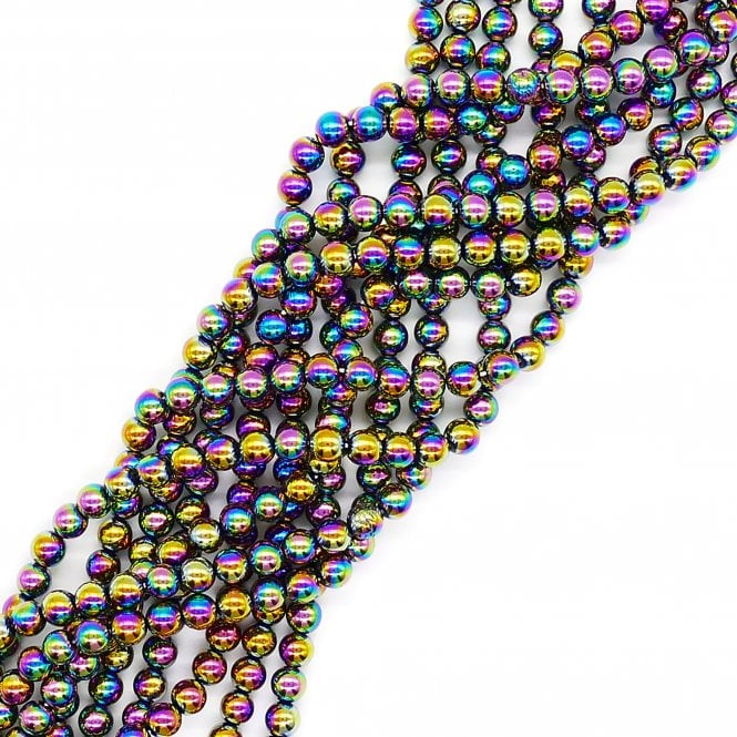 Hematite Rainbow Round Semi Precious Stones 8mm - 38cm String