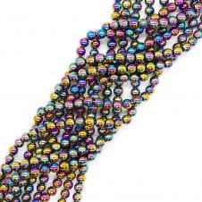 Hematite Rainbow Round Semi Precious Stones 8mm - 38cm String