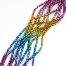 Hematite Rondelles Semi Precious Stones 2x4mm - Rainbow  - 38cm String