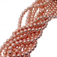 Hematite Rose Gold  Round Semi Precious Stones 8mm - 39cm String