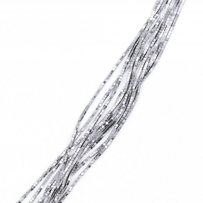 Hematite Silver Cubes Semi Precious Stones 2mm - 38cm String