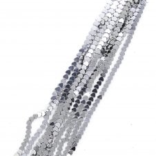 Hematite Silver Flat Heart Semi Precious Stones 6mm - 38cm String