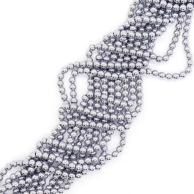 Hematite Silver Round Semi Precious Stones 6mm - 38cm String