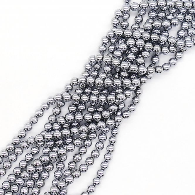 Hematite Silver Round Semi Precious Stones 8mm - 38cm String