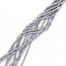 Hematite Silver Tube Semi Precious Stones 4x13mm - 38cm String