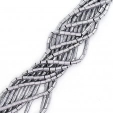 Hematite Silver Tube Semi Precious Stones 6x8mm - 38cm String