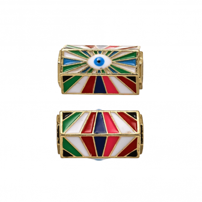 Hexagon Eye Bead 22x14mm - 18K Gold Plated - 1pc 