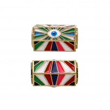 Hexagon Eye Bead 22x14mm - 18K Gold Plated - 1pc 
