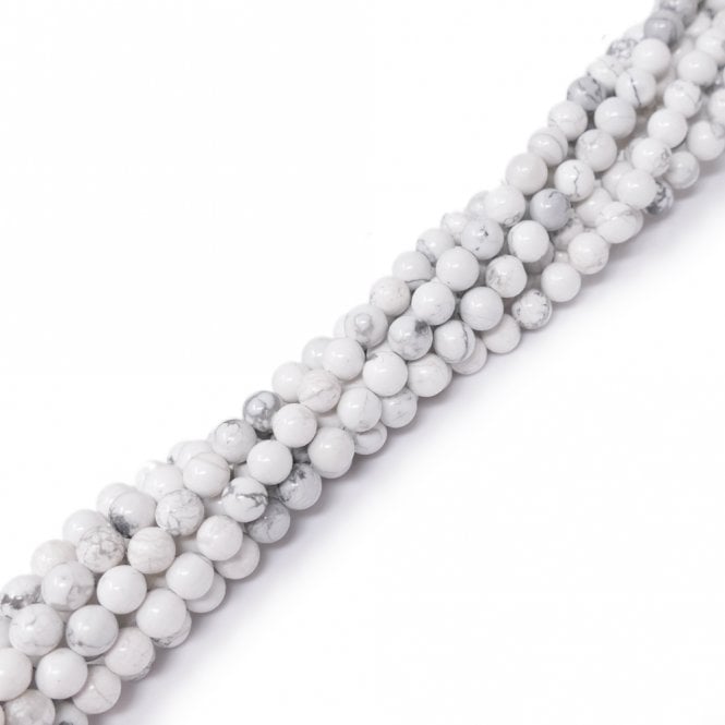 Howlite White Round Semi Precious Stones 6mm - 39cm String