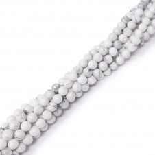 Howlite White Round Semi Precious Stones 6mm - 39cm String