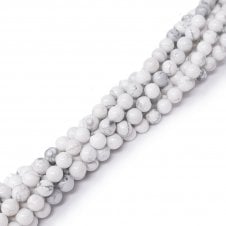 Howlite White Round Semi Precious Stones 8mm - 39cm String