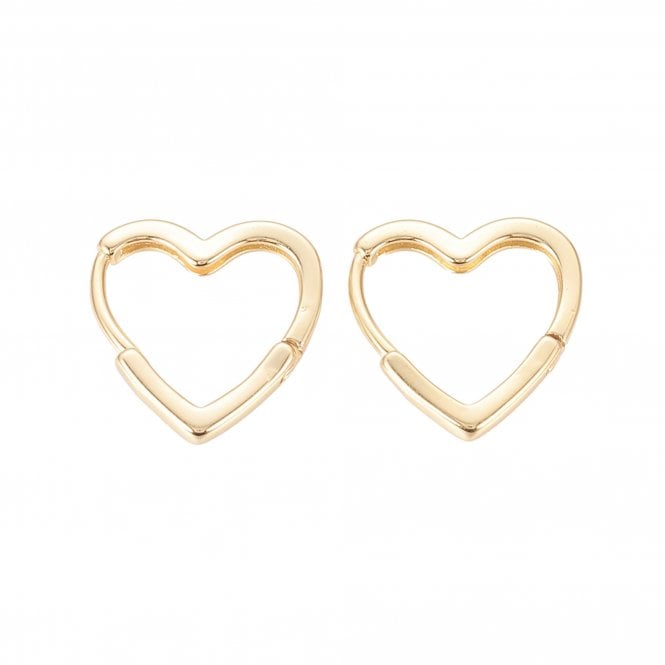 Huggie Heart Hoop Earrings 16mm - 18k Gold Plated Brass - 1 pair