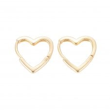 Huggie Heart Hoop Earrings 16mm - 18k Gold Plated Brass - 1 pair