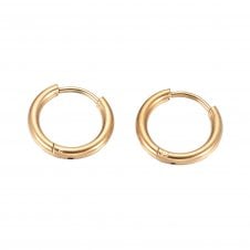 Huggie Hoop Earrings (2mm Gauge) 25mm - 304 Stainless Steel Golden - 1 pair