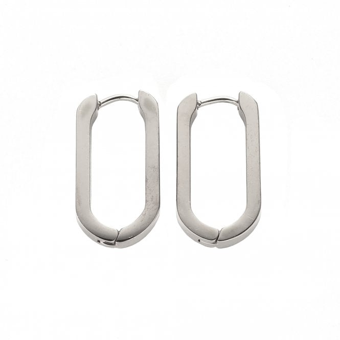 Huggie Oval Hoop Earrings 20x12mm - 304 Stainless Steel - 1 pair
