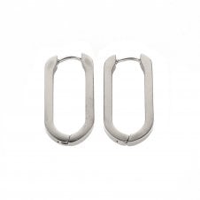 Huggie Oval Hoop Earrings 20x12mm - 304 Stainless Steel - 1 pair