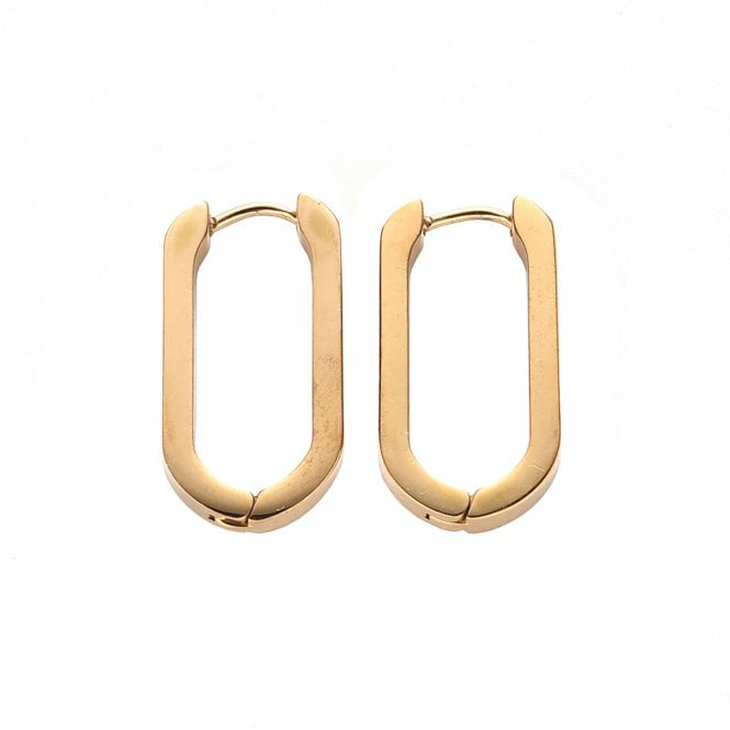 Huggie Oval Hoop Earrings 20x12mm - 304 Stainless Steel 18k Gold (IVP) - 1 pair