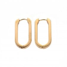 Huggie Oval Hoop Earrings 20x12mm - 304 Stainless Steel 18k Gold (IVP) - 1 pair