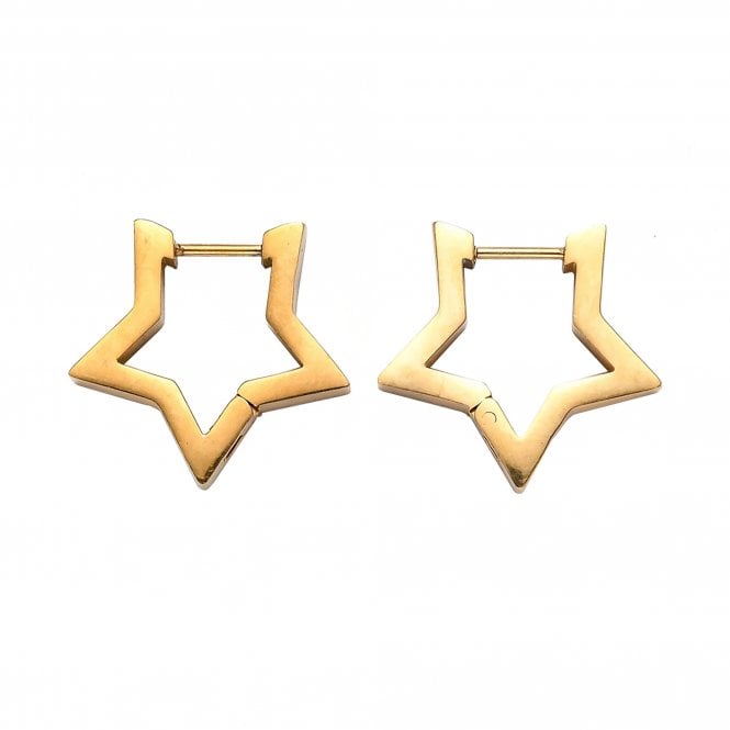 Huggie Star Hoop Earrings 20mm - 302 Stainless Steel Golden - 1 pair