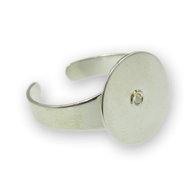 Large Adjustable Ring Base - Silver Plated - 2pcs