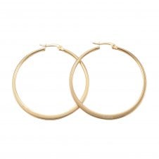 Large Flattened Hoop Earrings 47mm - 304 Stainless Steel Golden - 1 pair