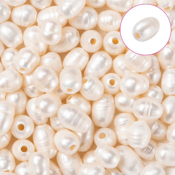 Large Hole Freshwater Pearls 10x8mm (1.8mm Hole) - White/Ivory - 5pcs