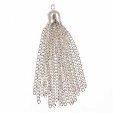 Large Metal Tassel Pendant - Silver Plated - 2pk