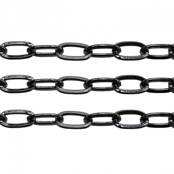 Large Oval Fancy Chain 13x7.5mm - Black Plated - 1metre