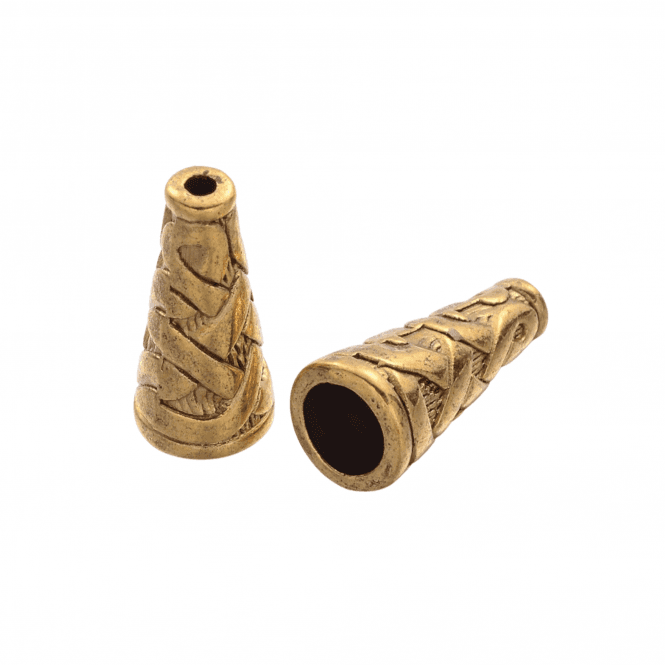 Lattice Bead Cone 17x8x4mm - Antique Gold - 10pcs