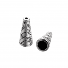 Lattice Bead Cone 17x8x4mm  - Antique Silver - 10pcs