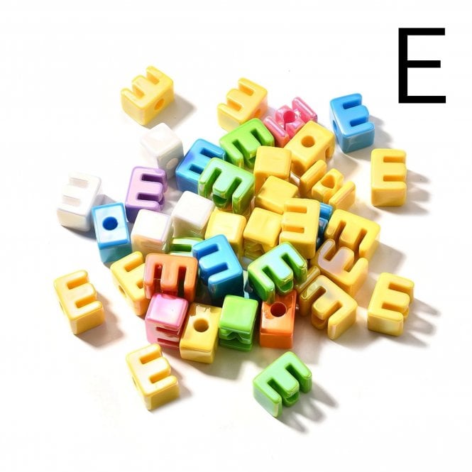 Letter Beads 'E' Extra Large 20mm - UV Iridescent - 2pcs