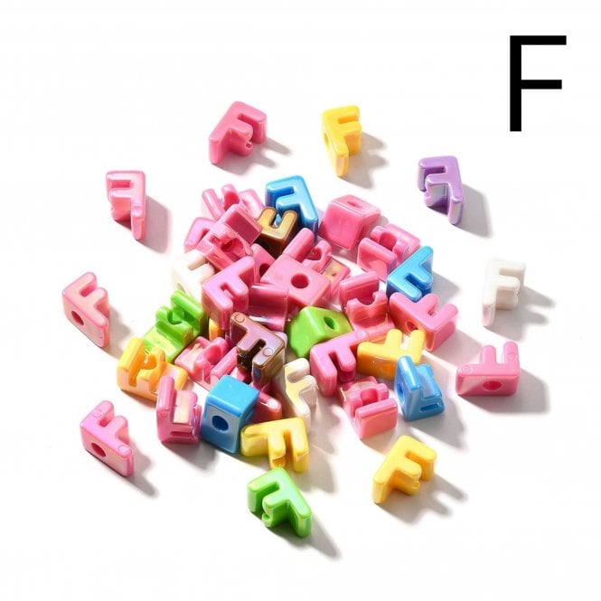 Letter Beads 'F' Extra Large 20mm - UV Iridescent - 2pcs