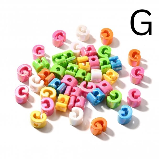 Letter Beads 'G' Extra Large 20mm - UV Iridescent - 2pcs