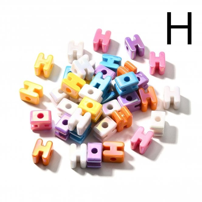 Letter Beads 'H' Extra Large 20mm - UV Iridescent - 2pcs