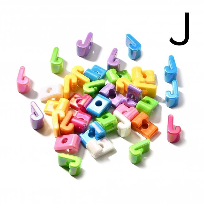 Letter Beads 'J' Extra Large 20mm - UV Iridescent - 2pcs