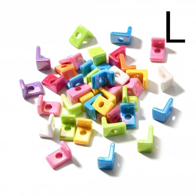 Letter Beads 'L' Extra Large 20mm - UV Iridescent - 2pcs