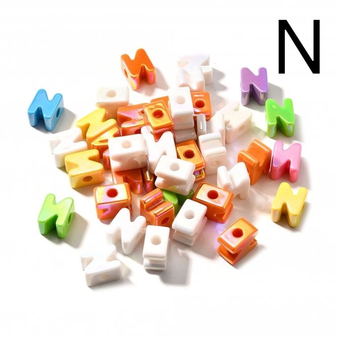 Letter Beads 'N' Extra Large 20mm - UV Iridescent - 2pcs